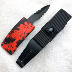 Belt Buckle Fixed Blade Knife - Adjustable Canvas Belt, TPU Buckle Red Camo - BLADE ADDICT
