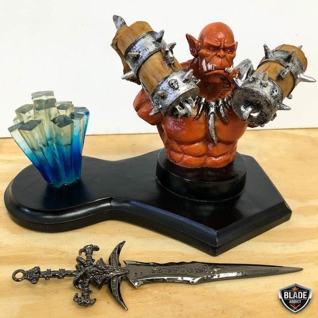 World Of Warcraft Desk Toy Mini Figure w/ Sword Orc Lich King Red Demon - BLADE ADDICT