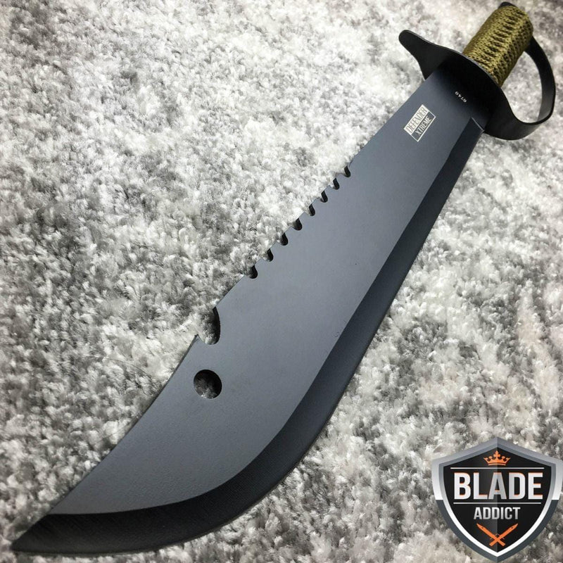 19.5" JUNGLE MACHETE HUNTING KNIFE MILITARY TACTICAL SURVIVAL SWORD - BLADE ADDICT