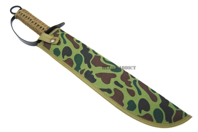 19.5" JUNGLE MACHETE HUNTING KNIFE MILITARY TACTICAL SURVIVAL SWORD - BLADE ADDICT