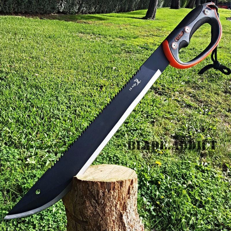 22" HUNTING SURVIVAL Sawback Military FULL TANG MACHETE Fixed Blade Knife SWORD - BLADE ADDICT