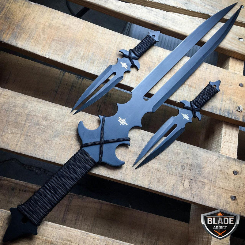 23" NINJA SWORD Full Tang Tactical Blade Katana Throwing Knife Set - BLADE ADDICT