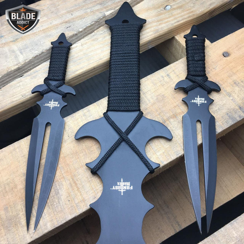 23" NINJA SWORD Full Tang Tactical Blade Katana Throwing Knife Set - BLADE ADDICT