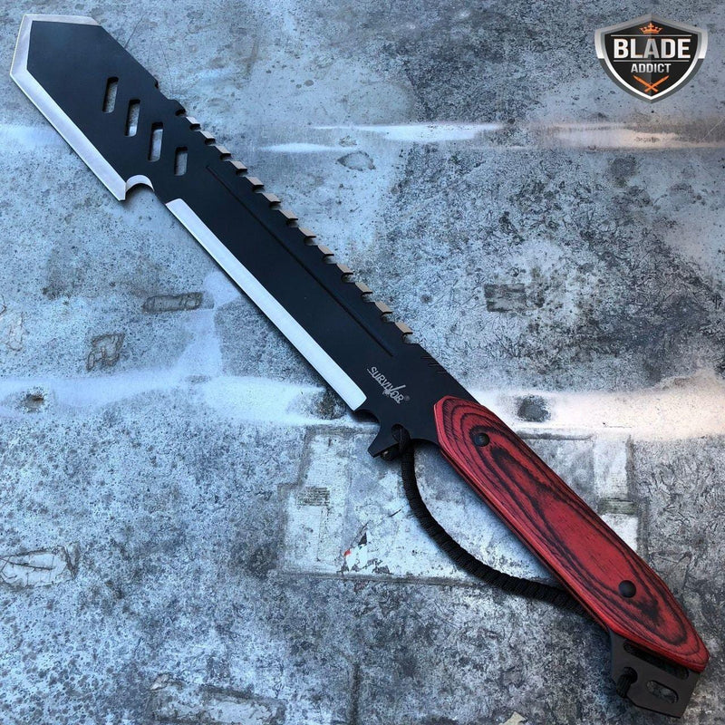 26" Heavy Duty Tactical Jungle Machete Fixed Blade Survival Sword Hunting Knife - BLADE ADDICT