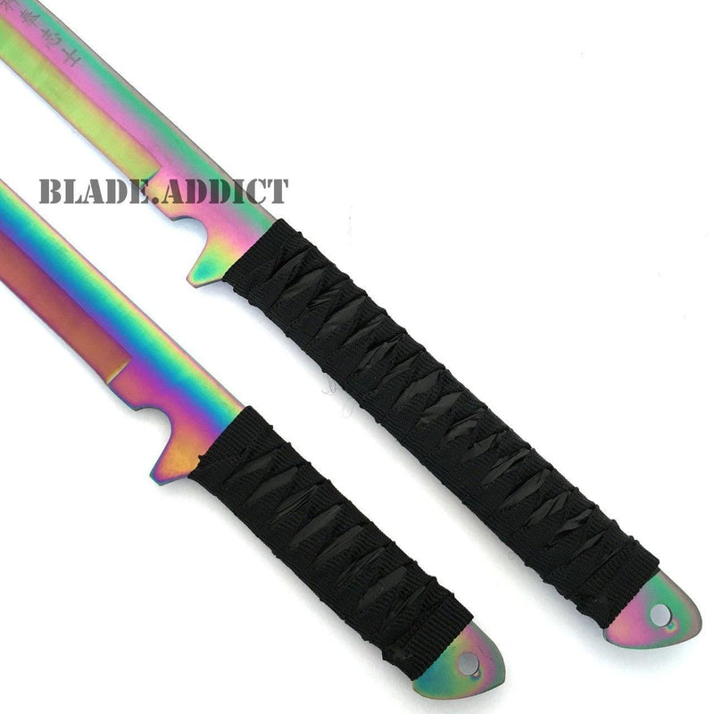 28" RAINBOW NINJA SWORD Full Tang Machete Tactical Blade Katana - BLADE ADDICT