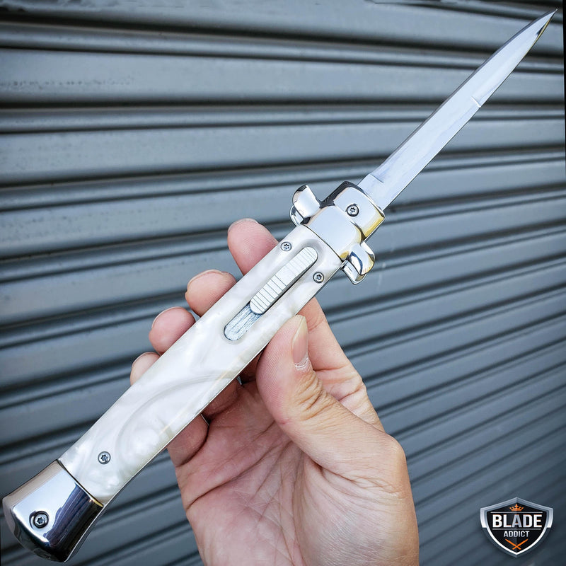 Classic Gentleman Italian Stiletto OTF 11" White - BLADE ADDICT