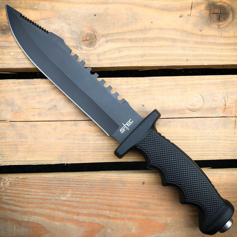12.5" TACTICAL SURVIVAL FIXED BLADE Army Bowie w/ Throwing Knife - BLADE ADDICT