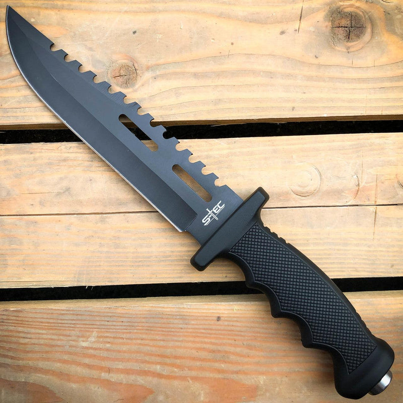 12.5" TACTICAL SURVIVAL FIXED BLADE Army Bowie w/ Throwing Knife - BLADE ADDICT