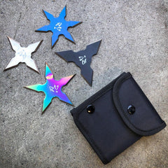 4 PC Set Ninja Throwing Stars Anime Shuriken Knife Blade - BLADE ADDICT