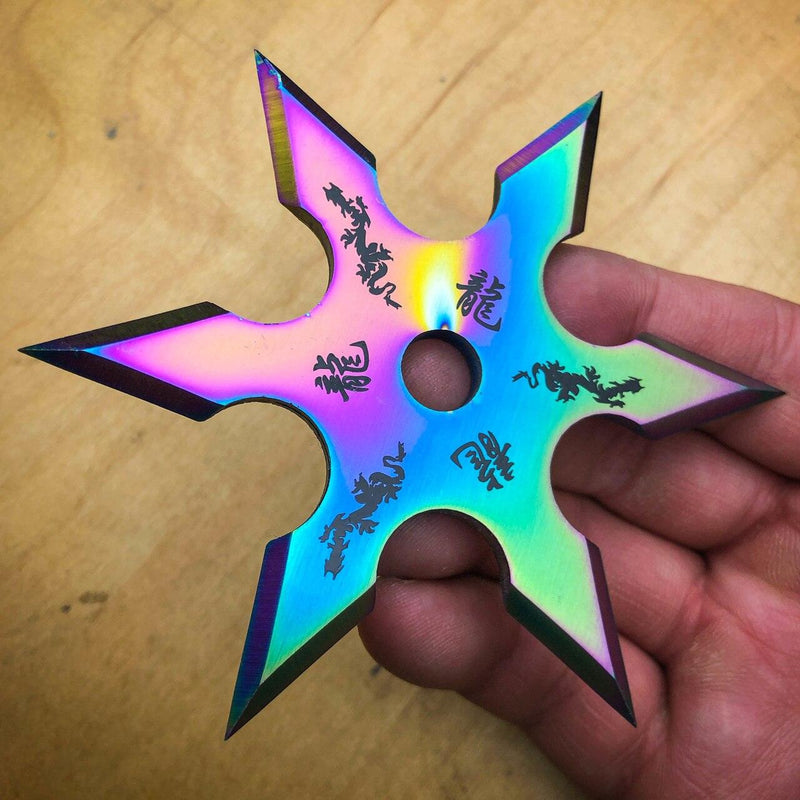 4-Sided Spinner Ninja Star Zinc Rainbow (L) – WizZon