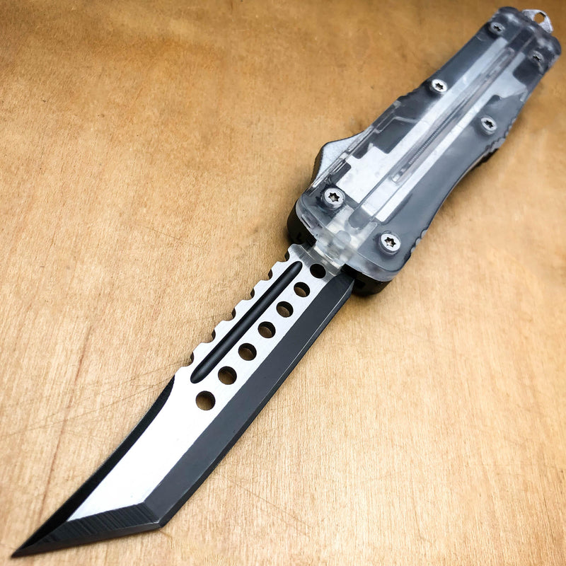 Delta Tanto OTF Auto Knife Clear TOP Transparent Black - BLADE ADDICT