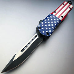 Military Tactical Mini OTF - Choose One USA Flag - Single Sided Blade - BLADE ADDICT
