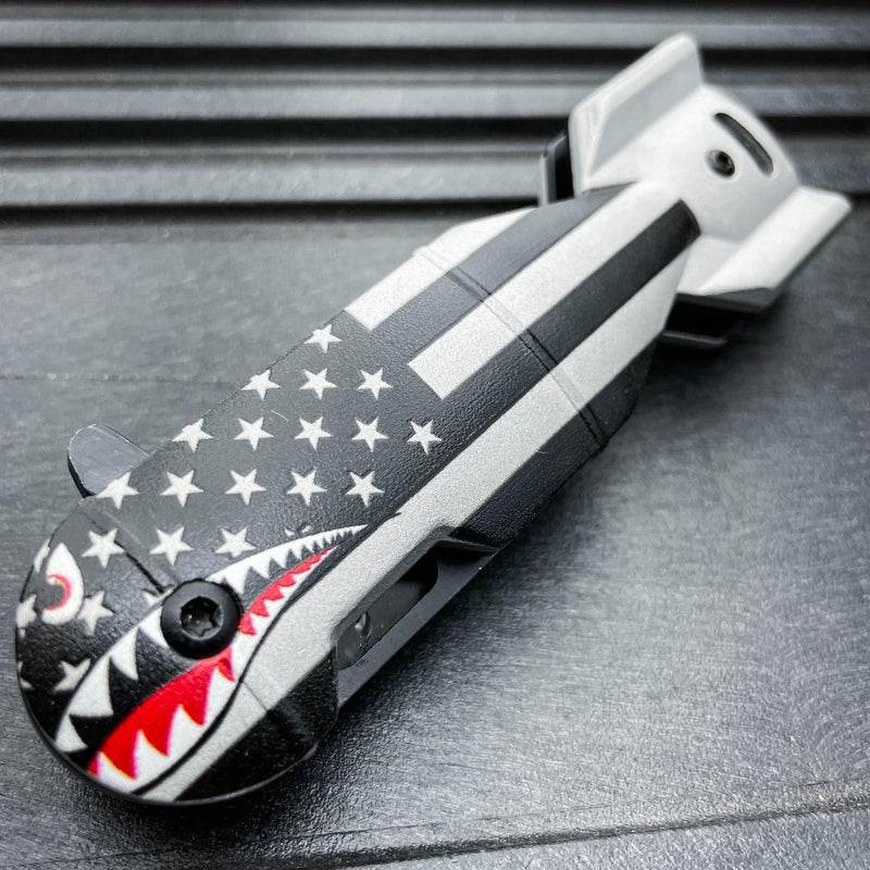 6.25" TAC-FORCE Military Shark Bomb Tactical Spring Assisted Open Folding Pocket Knife - BLADE ADDICT