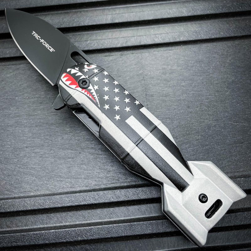 6.25" TAC-FORCE Military Shark Bomb Tactical Spring Assisted Open Folding Pocket Knife - BLADE ADDICT