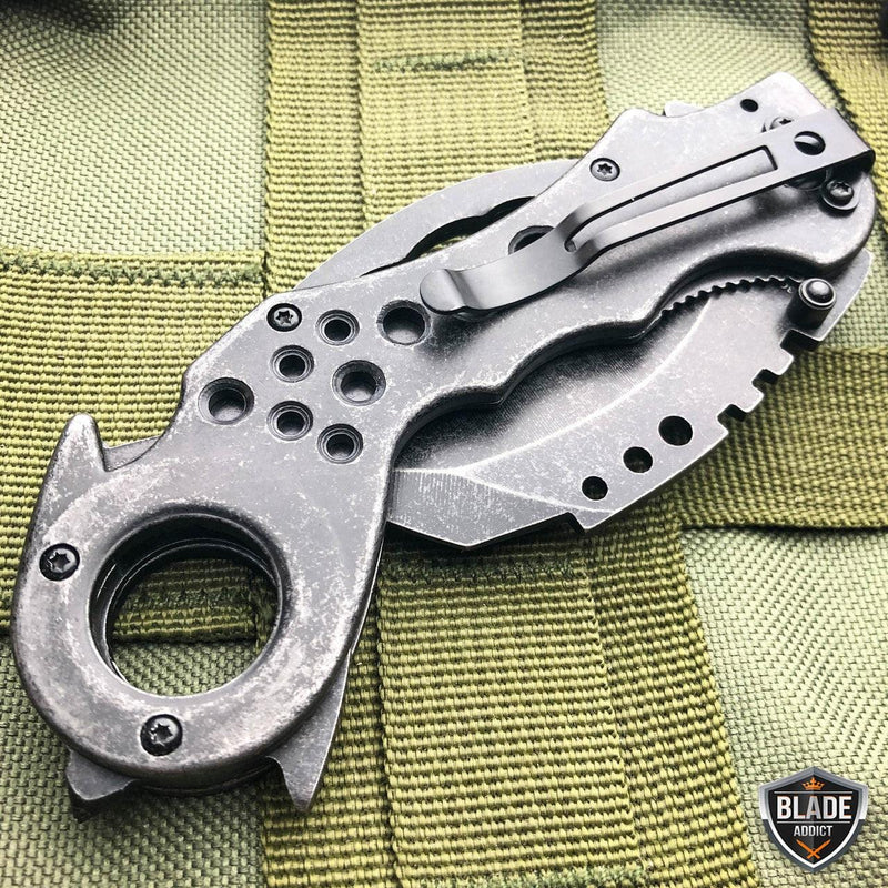 7.5" Heavy Duty Tactical Karambit Claw Spring Assisted Pocket Knife - BLADE ADDICT