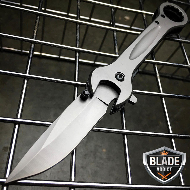 7.5" MULTI-TOOL WRENCH POCKET KNIFE GREY - BLADE ADDICT