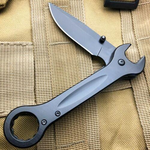 7.5" MULTI-TOOL WRENCH SPRING ASSISTED OPEN FOLDING POCKET KNIFE BLACK - BLADE ADDICT