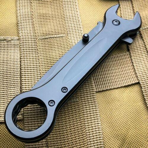 7.5" MULTI-TOOL WRENCH SPRING ASSISTED OPEN FOLDING POCKET KNIFE BLACK - BLADE ADDICT