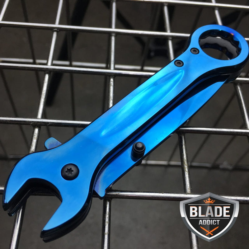 7.5" MULTI-TOOL WRENCH TACTICAL POCKET KNIFE BLUE - BLADE ADDICT