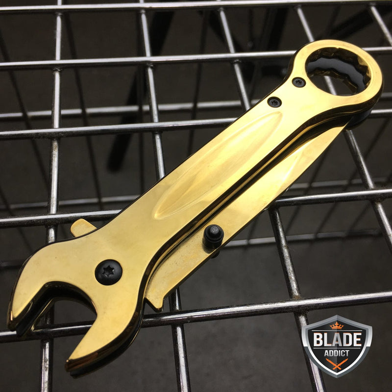 7.5" MULTI-TOOL WRENCH TACTICAL POCKET KNIFE GOLD - BLADE ADDICT