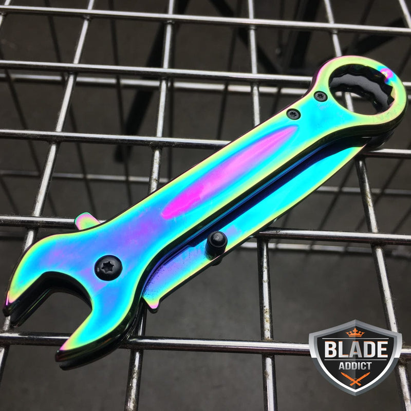 7.5" MULTI-TOOL WRENCH TACTICAL POCKET KNIFE RAINBOW - BLADE ADDICT