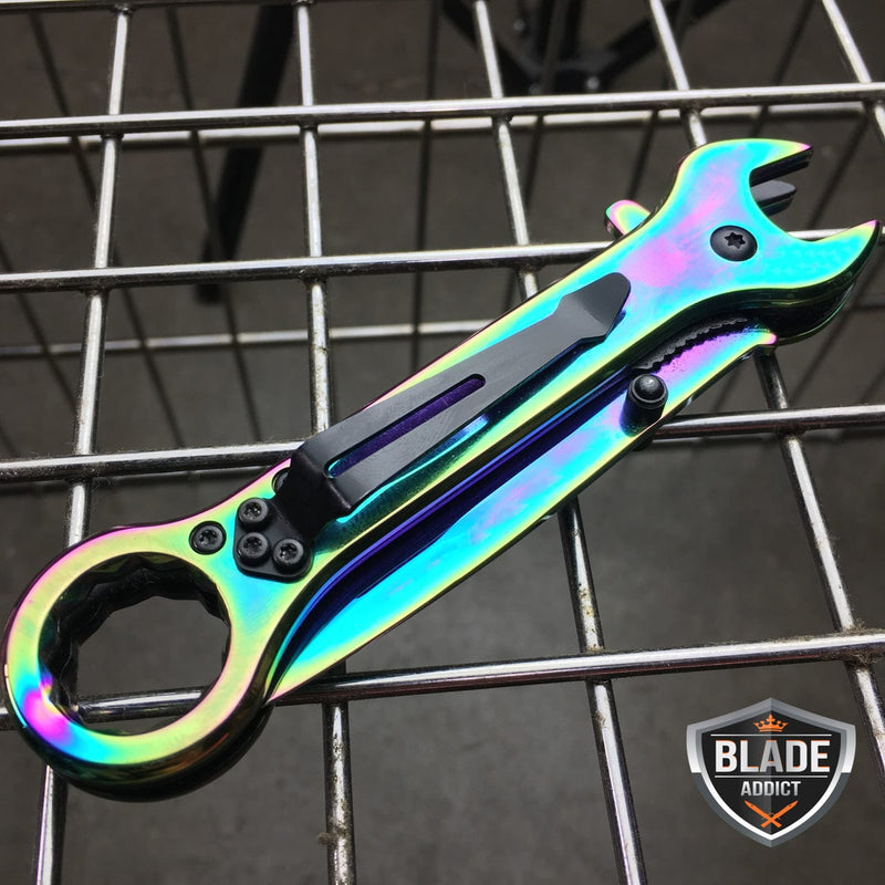 7.5" MULTI-TOOL WRENCH TACTICAL POCKET KNIFE RAINBOW - BLADE ADDICT