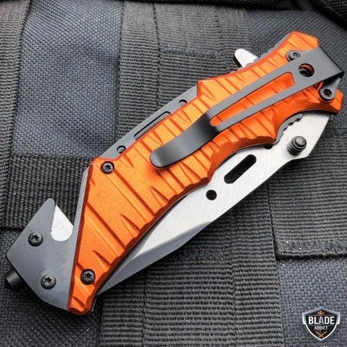8.25" Tactical Spring Assisted Open Folding Blade Rescue Pocket Knife - BLADE ADDICT