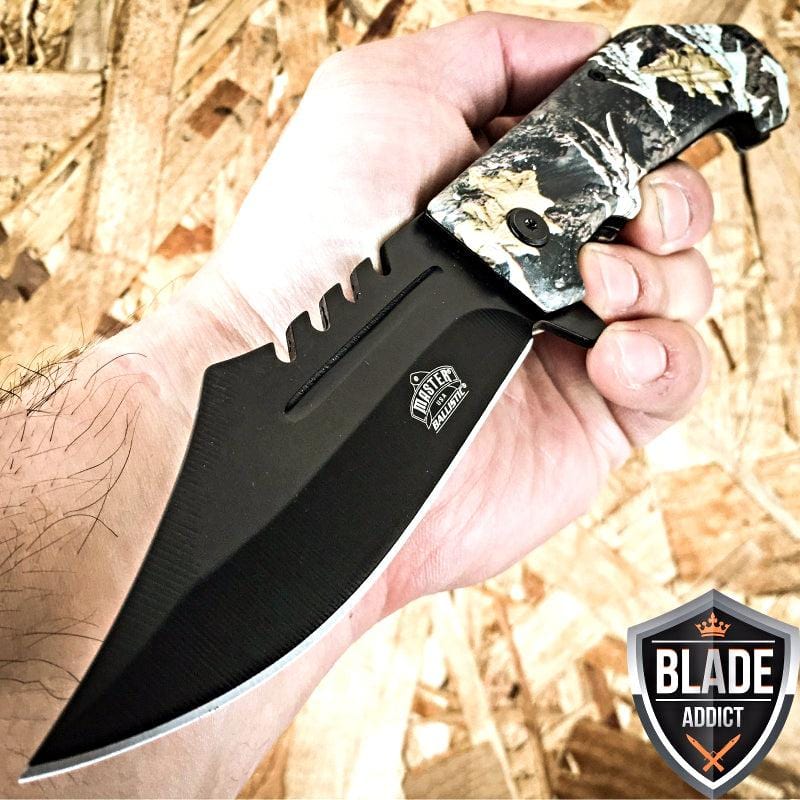 8.5" Ballistic Jungle Camo Pocket Knife - BLADE ADDICT