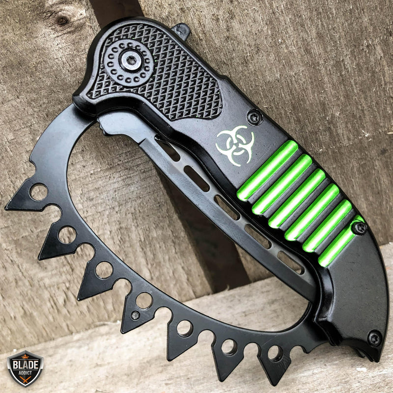 8.5" Zombie Tactical Spring Assisted Open Knuckle Pocket Knife - BLADE ADDICT