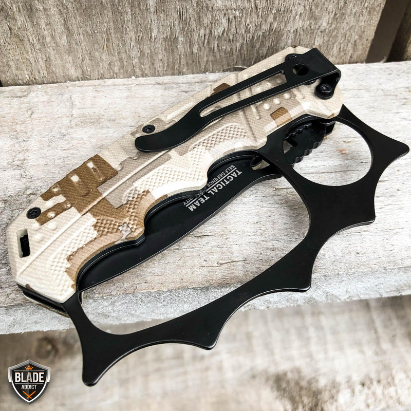 8.5" Zombie Tactical Spring Assisted Open Knuckle Pocket Knife - BLADE ADDICT