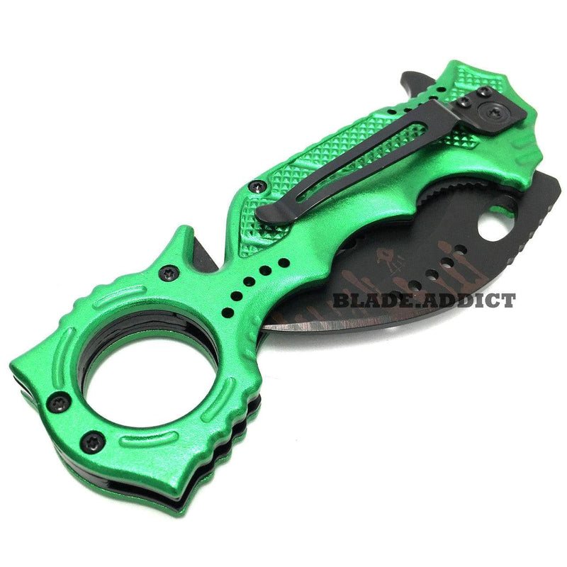 8" Karambit Zombie Pocket Knife - Green - BLADE ADDICT