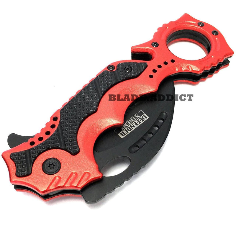 8" Karambit Zombie Pocket Knife - Red - BLADE ADDICT