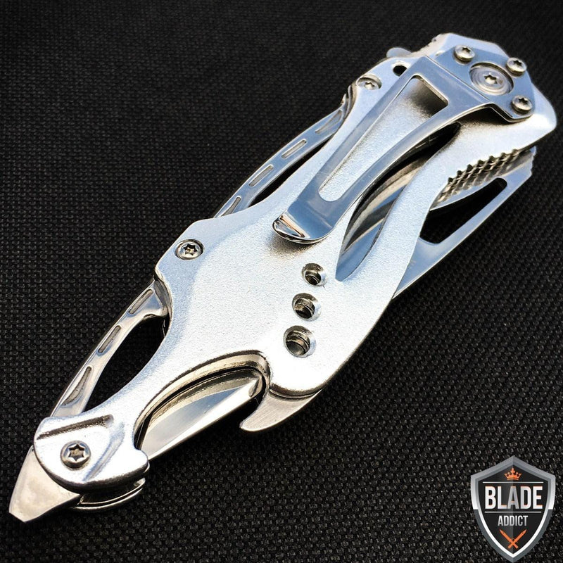 8" MTECH SILVER CHROME SPRING ASSISTED OPEN Tactical POCKET KNIFE - BLADE ADDICT