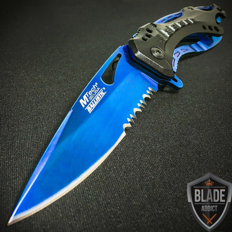 8" MTECH USA BLUE SPRING ASSISTED OPEN Tactical Folding POCKET KNIFE - BLADE ADDICT