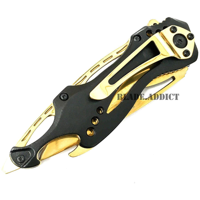 8" MTECH USA GOLD SPRING ASSISTED SURVIVAL FOLDING KNIFE Blade - BLADE ADDICT