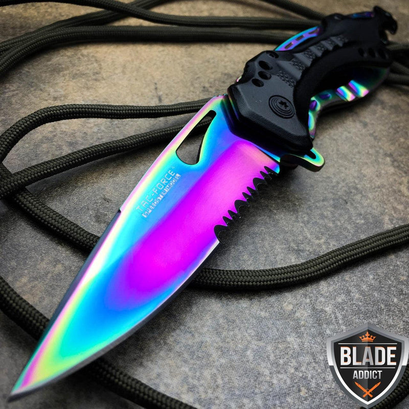 8" Tac-Force Rainbow Pocket Knife - BLADE ADDICT