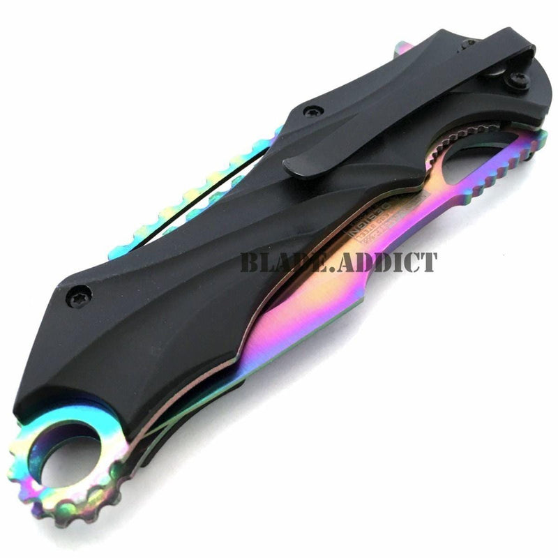 8" TAC FORCE RAINBOW SPRING ASSISTED FOLDING KNIFE - BLADE ADDICT