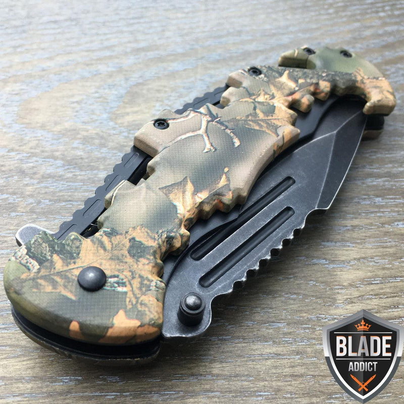 8" TAC FORCE Spring Assisted Opening CAMO Tactical Rescue Pocket Knife - BLADE ADDICT