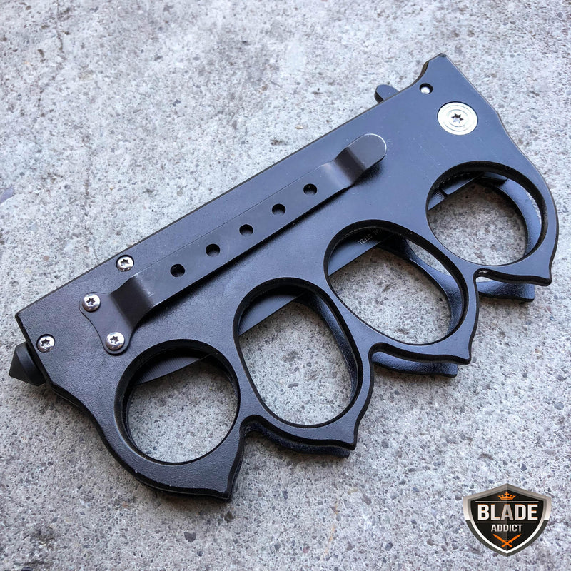 9.25" Black Knuckle Tactical Spring Assisted Open Folding Pocket Knife 1918 U.S. Trench Style - BLADE ADDICT