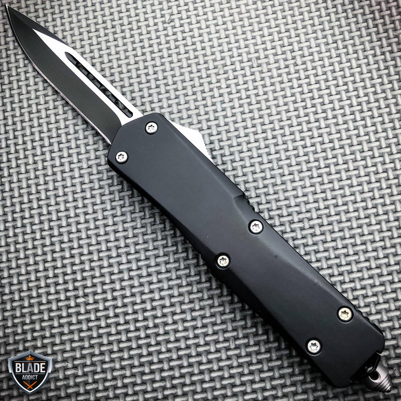 9" Black Tactical Recon OTF Combat Pocket Knife - BLADE ADDICT