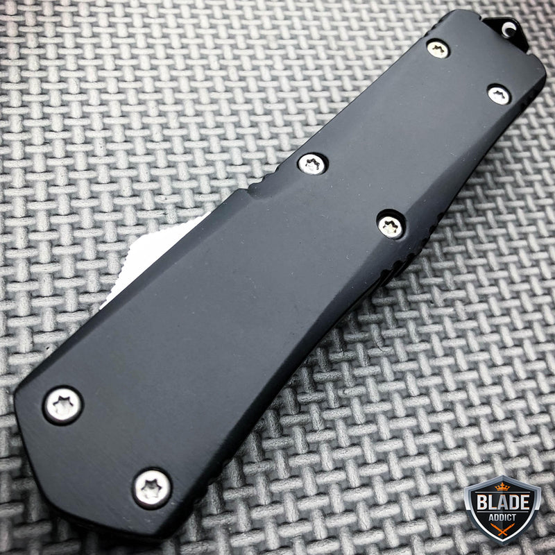 9" Black Tactical Recon OTF Combat Pocket Knife - BLADE ADDICT