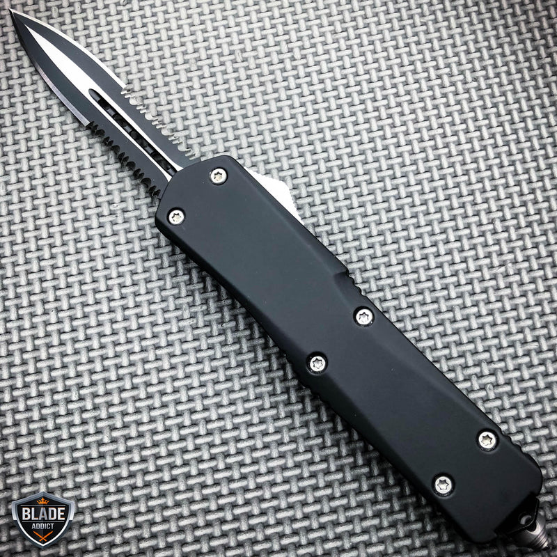 9" Black Tactical Recon OTF Combat Pocket Knife - BLADE ADDICT