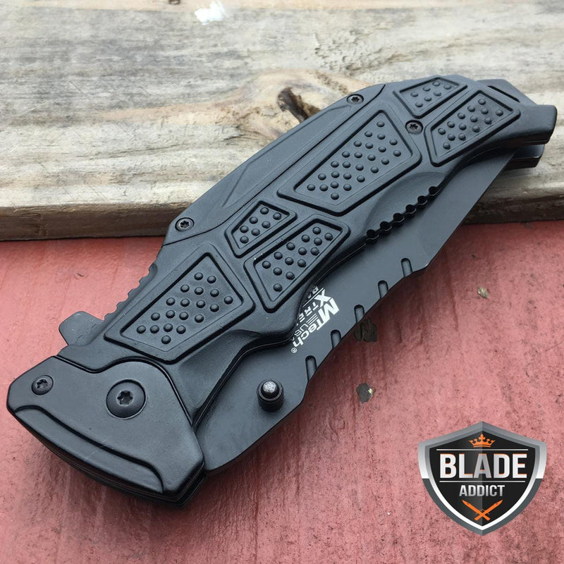 9" MTECH BLACK TACTICAL SPRING ASSISTED POCKET KNIFE - BLADE ADDICT