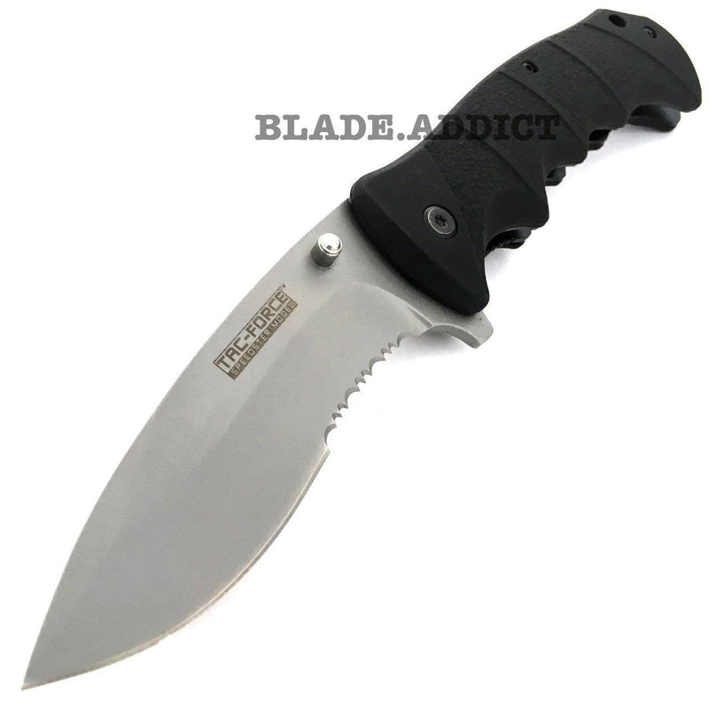 9" TAC-FORCE BLACK Spring Assisted Open TACTICAL Folding Pocket Knife - BLADE ADDICT