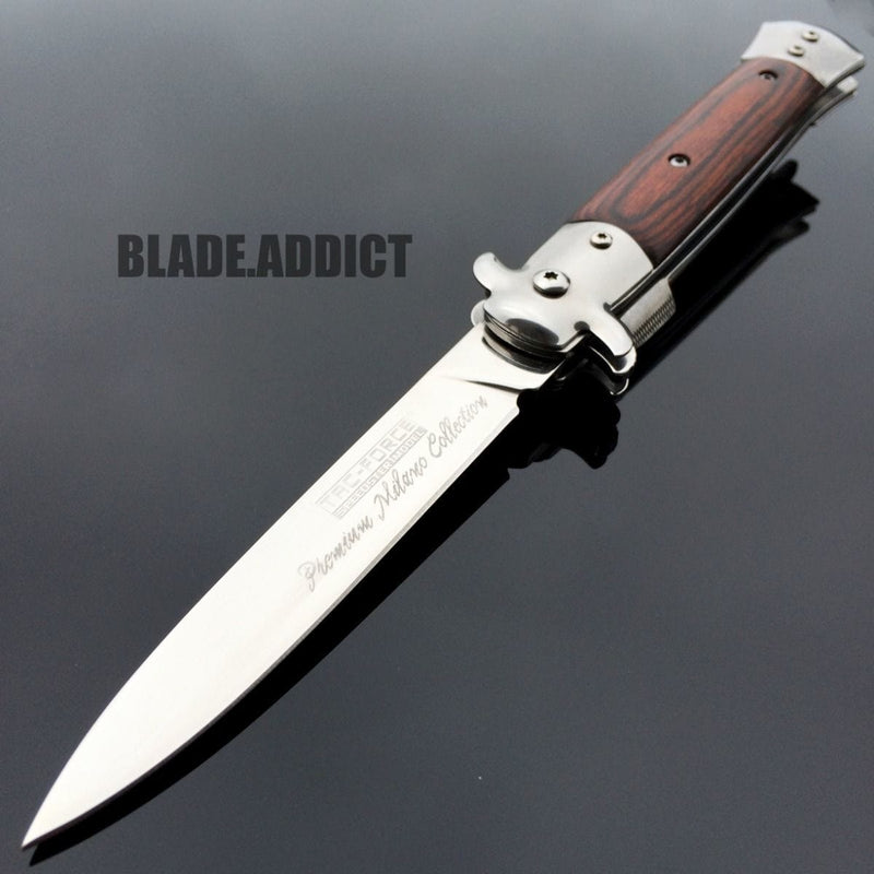 9" TAC FORCE Italian Milano Stiletto Spring Assisted Open Pocket Knife - BLADE ADDICT