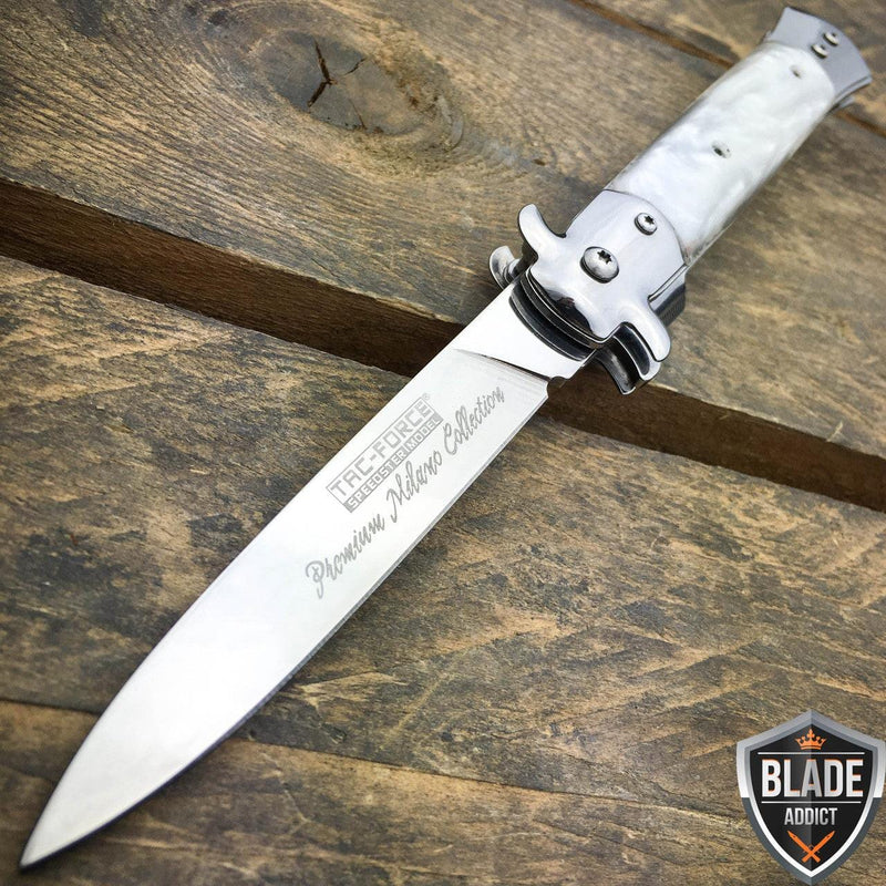 9" TAC FORCE Italian Stiletto Smooth Assisted Open Pocket Knife - BLADE ADDICT