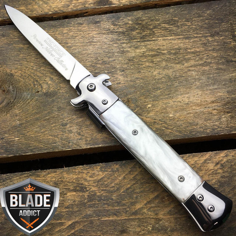 9" TAC FORCE Italian Stiletto Smooth Assisted Open Pocket Knife - BLADE ADDICT