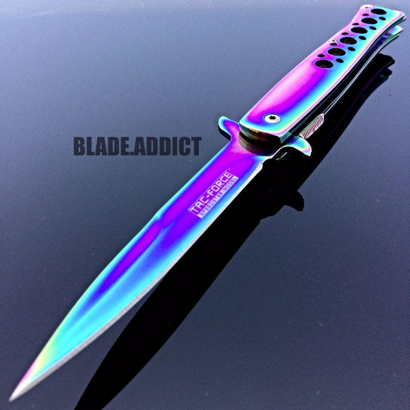 9" TAC FORCE Milano Stiletto Spring Assisted Open Pocket Knife - BLADE ADDICT