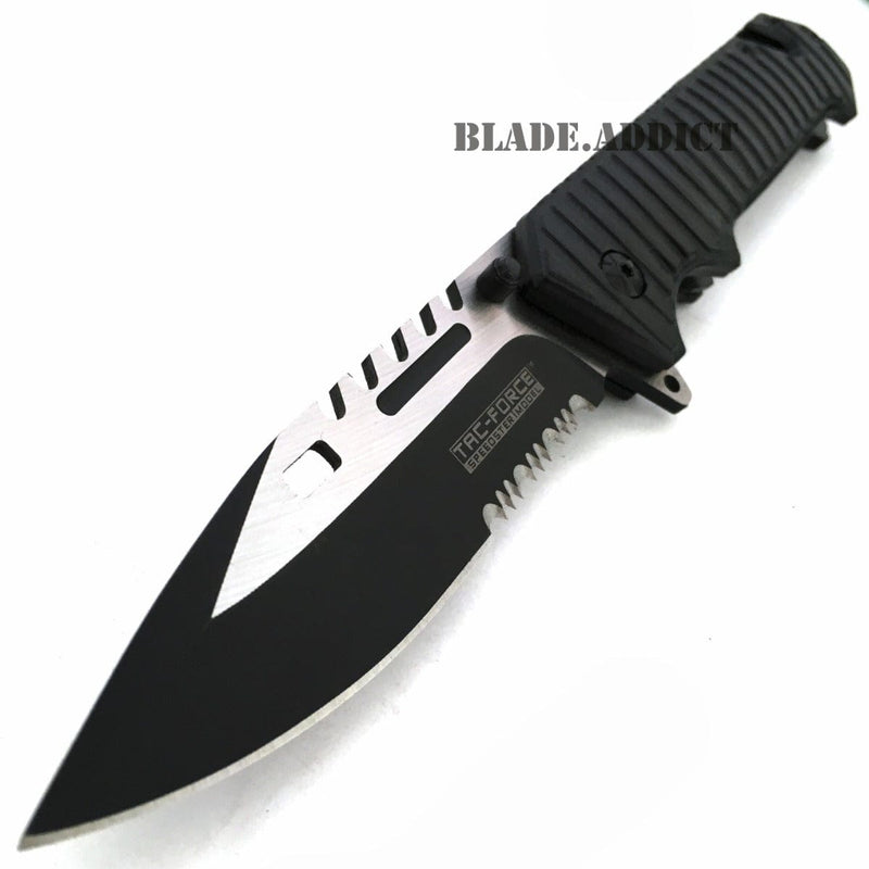 9" TAC FORCE Spring Assisted Open SAWBACK BOWIE Tactical Rescue Pocket Knife - BLADE ADDICT