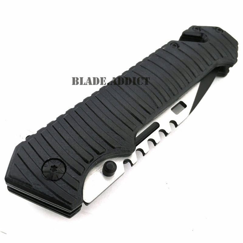 9" TAC FORCE Spring Assisted Open SAWBACK BOWIE Tactical Rescue Pocket Knife - BLADE ADDICT